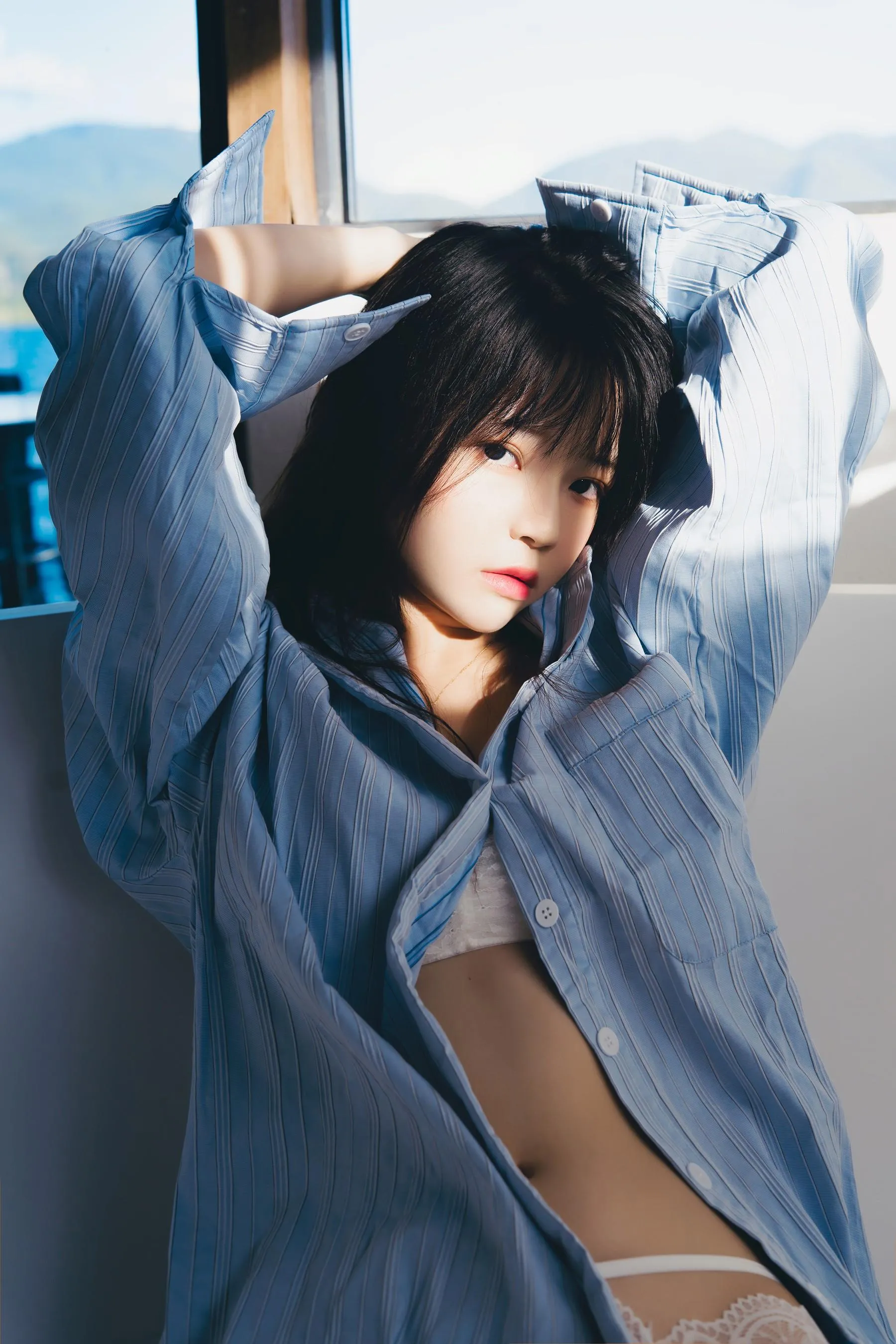 桜桃喵 – NO.159 蓝衬衫 [45P]插图4